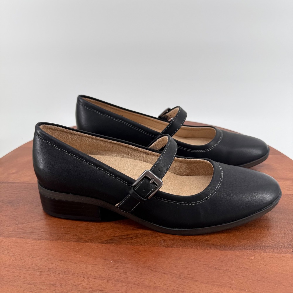 SOUL Naturalizer Ramona Black Smooth Mary Jane Low Block Heel Shoes Women 8M